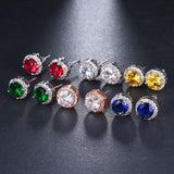 Attractive AAA CZ Stone Stud Earrings Round Shape 4 colours - Best Online Prices by Jewellery Supermarket - The Jewellery Supermarket