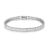 Attractive New Luxury Princess Cut 18cm Silver Bracelet Bangle For Women
