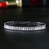Attractive New Luxury Princess Cut 18cm Silver Bracelet Bangle For Women - The Jewellery Supermarket