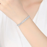 Attractive New Luxury Princess Cut 18cm Silver Bracelet Bangle For Women - The Jewellery Supermarket