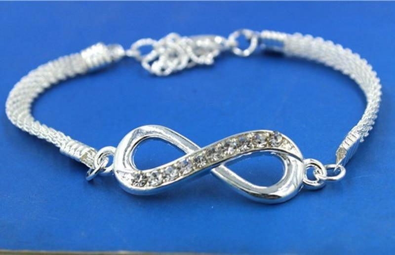 Attractive Silver Plated Rhinestone Infinity Bracelet - Best Online Prices by Jewellery Supermarket - The Jewellery Supermarket