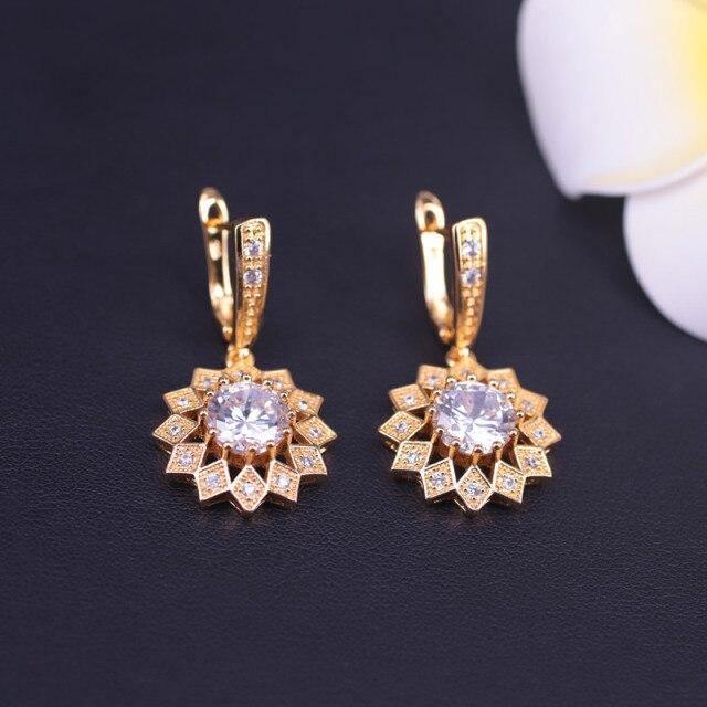 Austrian White Crystal Gold Color Jewelry Set - The Jewellery Supermarket