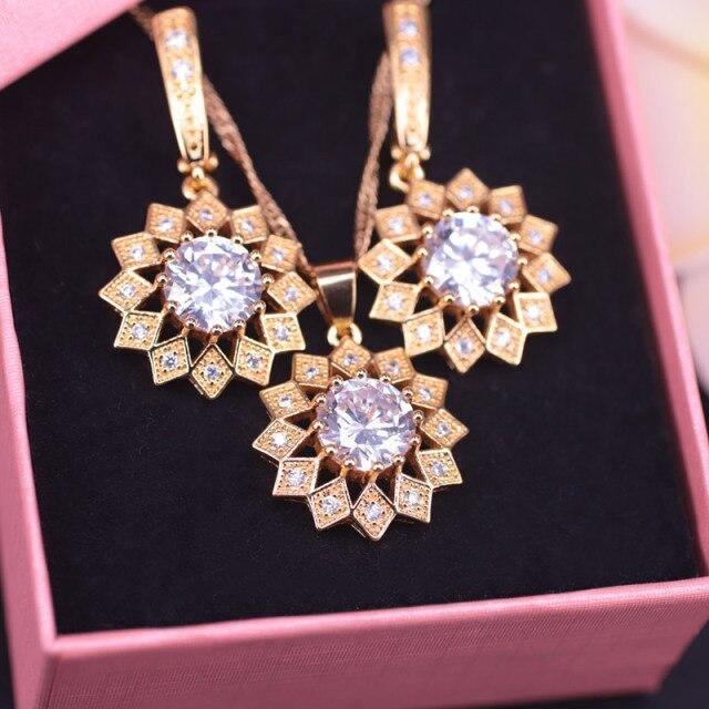 Austrian White Crystal Gold Color Jewelry Set - The Jewellery Supermarket
