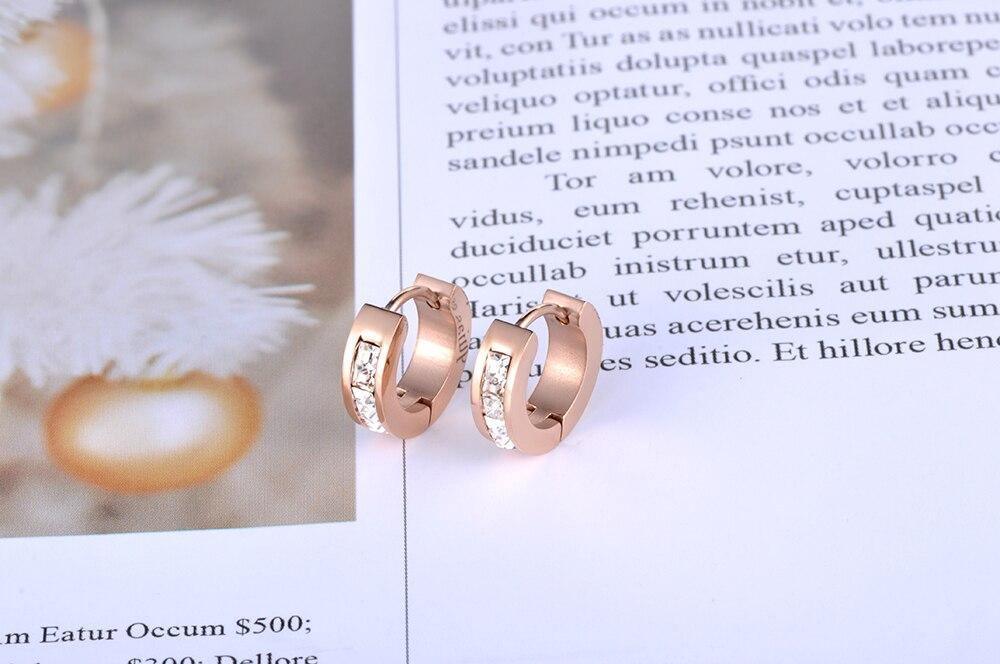 BEST SELLER AAA+ Cubic Zirconia Diamonds Stainless Steel Rose Gold Hoop Earrings - The Jewellery Supermarket