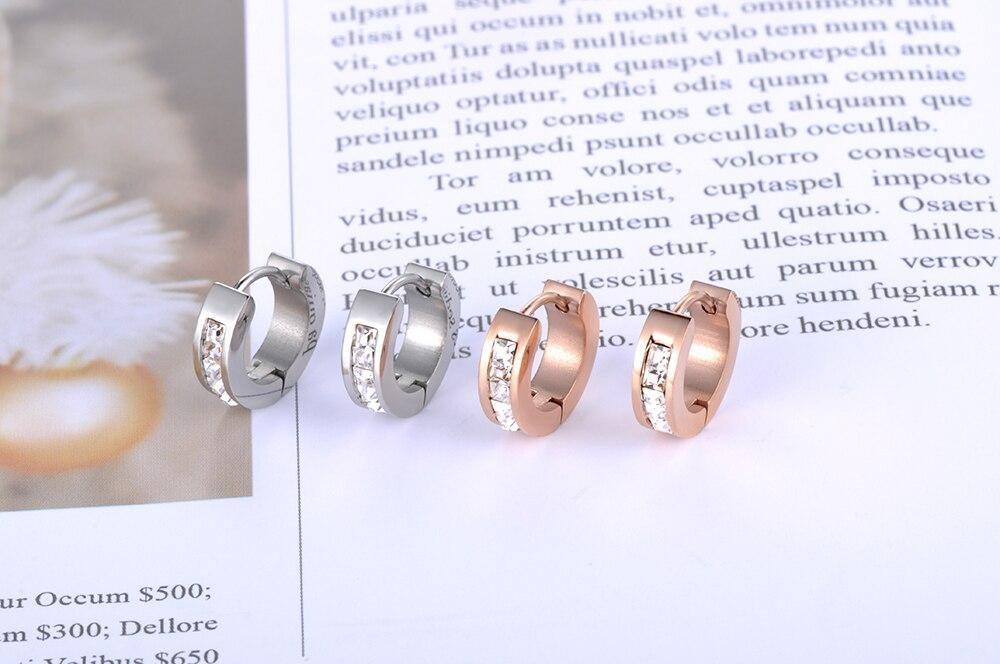 BEST SELLER AAA+ Cubic Zirconia Diamonds Stainless Steel Rose Gold Hoop Earrings - The Jewellery Supermarket
