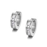 BEST SELLER AAA+ Cubic Zirconia Diamonds Stainless Steel Rose Gold Hoop Earrings - The Jewellery Supermarket