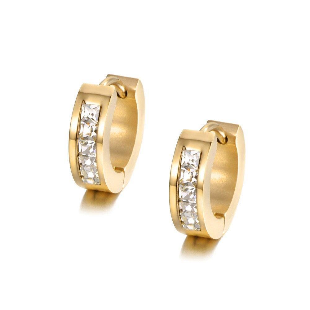 BEST SELLER AAA+ Cubic Zirconia Diamonds Stainless Steel Rose Gold Hoop Earrings - The Jewellery Supermarket