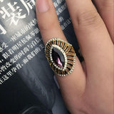 Black Enamel AAA+ CZ Zircon Gold Color Fashion Purple Crystal Glass Ring - The Jewellery Supermarket