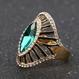 Black Enamel AAA+ CZ Zircon Gold Color Fashion Purple Crystal Glass Ring - The Jewellery Supermarket