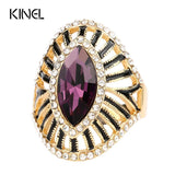 Black Enamel AAA+ CZ Zircon Gold Color Fashion Purple Crystal Glass Ring - The Jewellery Supermarket