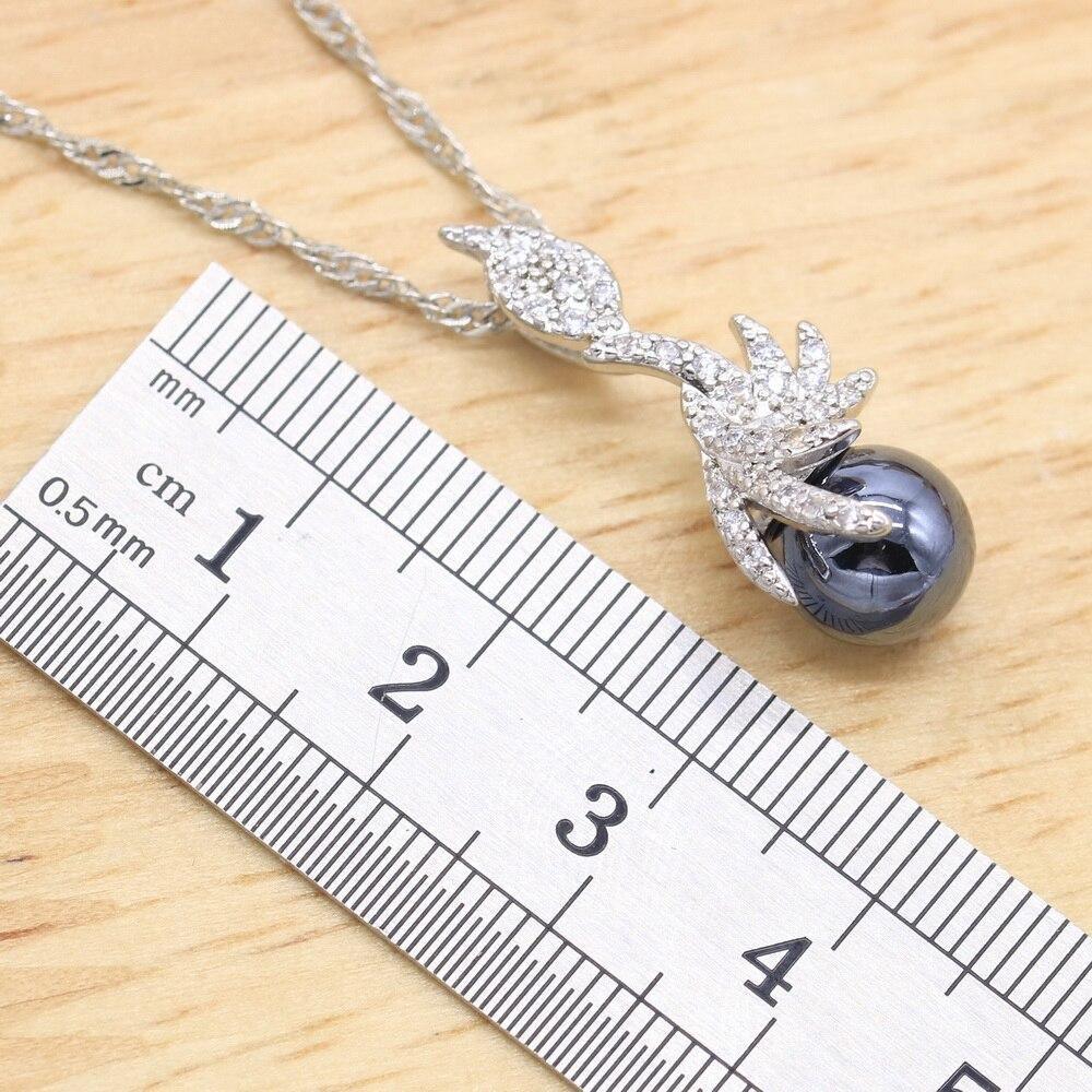 Black Pearl Silver Color Jewelry Sets for Women Earrings Necklace Pendant Ring New Arrival - The Jewellery Supermarket