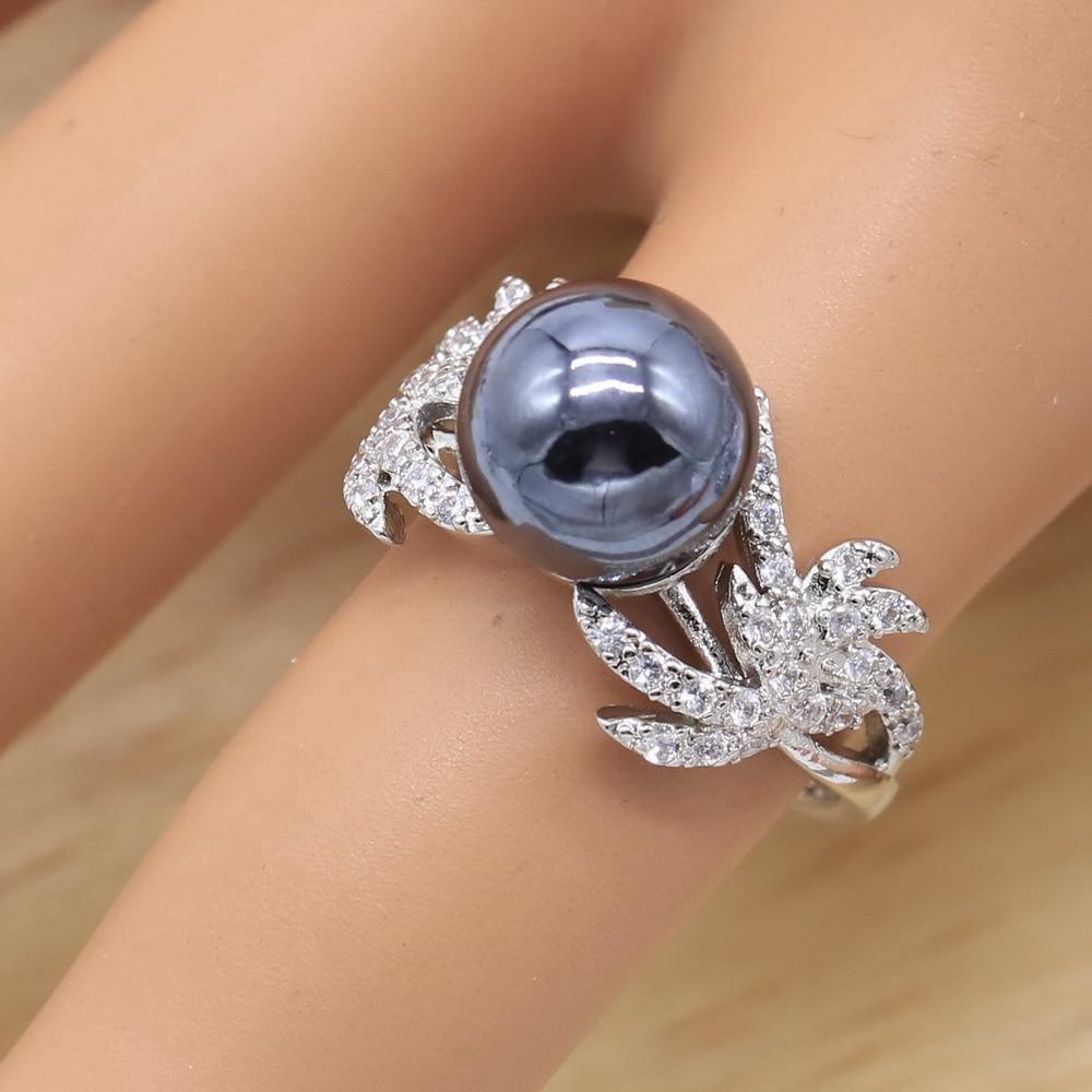 Black Pearl Silver Color Jewelry Sets for Women Earrings Necklace Pendant Ring New Arrival - The Jewellery Supermarket