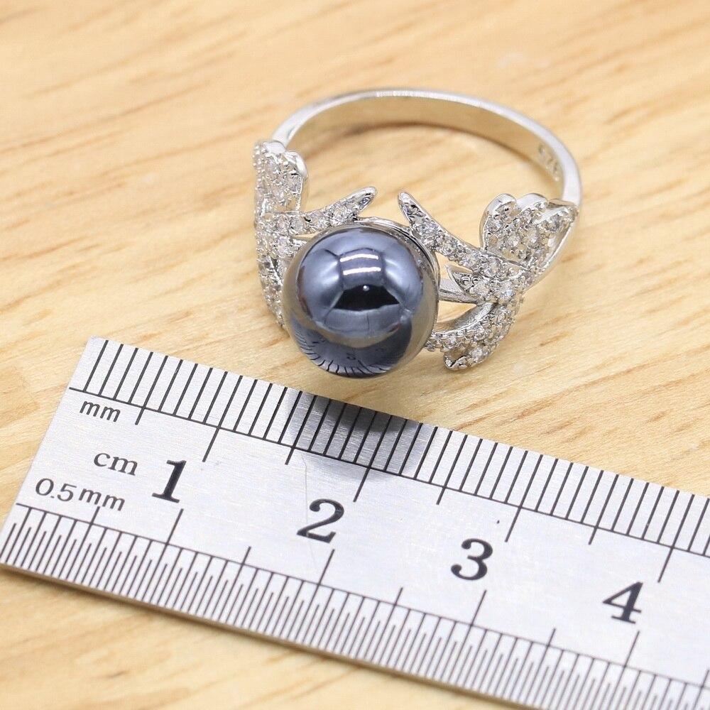 Black Pearl Silver Color Jewelry Sets for Women Earrings Necklace Pendant Ring New Arrival - The Jewellery Supermarket