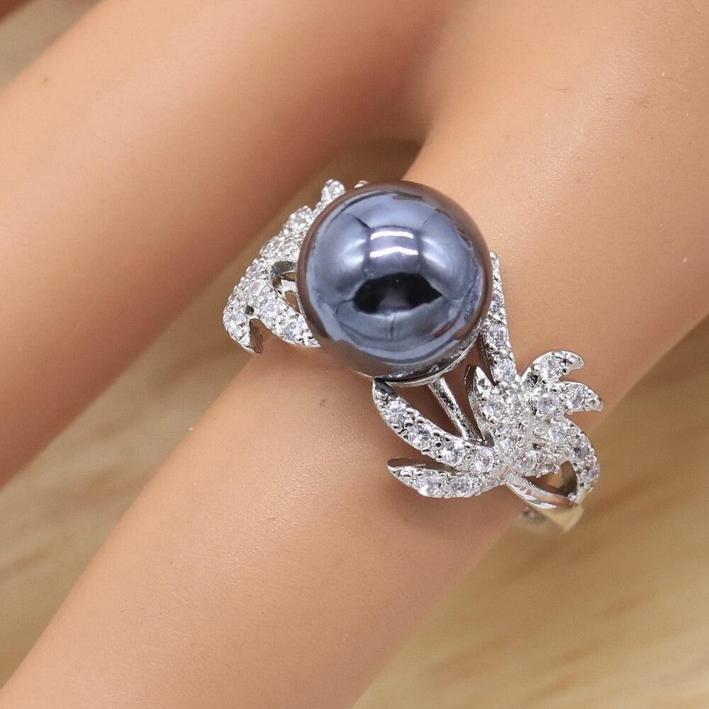 Black Pearl Silver Color Jewelry Sets for Women Earrings Necklace Pendant Ring New Arrival - The Jewellery Supermarket