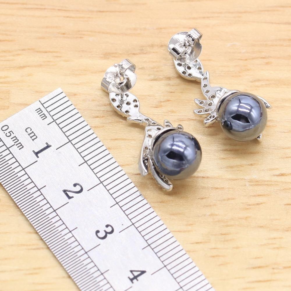 Black Pearl Silver Color Jewelry Sets for Women Earrings Necklace Pendant Ring New Arrival - The Jewellery Supermarket