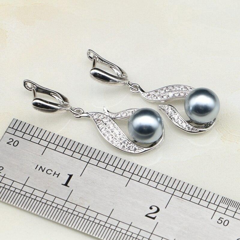 Blue Grey White Pink Pearl AAA+ Cubic Zirconia 925 Silver Jewelry Set - The Jewellery Supermarket