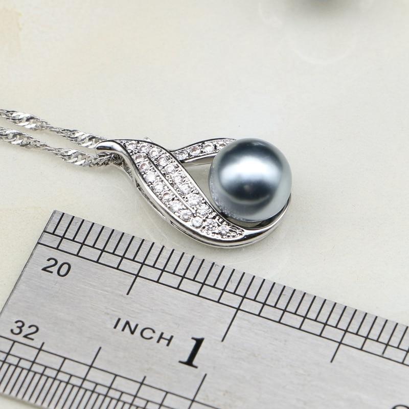 Blue Grey White Pink Pearl AAA+ Cubic Zirconia 925 Silver Jewelry Set - The Jewellery Supermarket