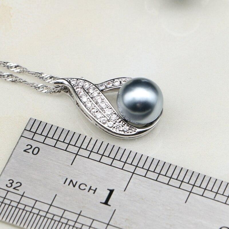 Blue Grey White Pink Pearl AAA+ Cubic Zirconia 925 Silver Jewelry Set - The Jewellery Supermarket