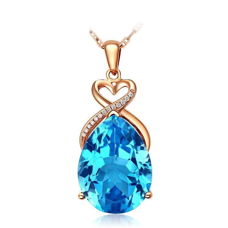 Bohemia Lab Created Topaz 14K Rose GP Fine Jewellery Necklace Pendant - The Jewellery Supermarket