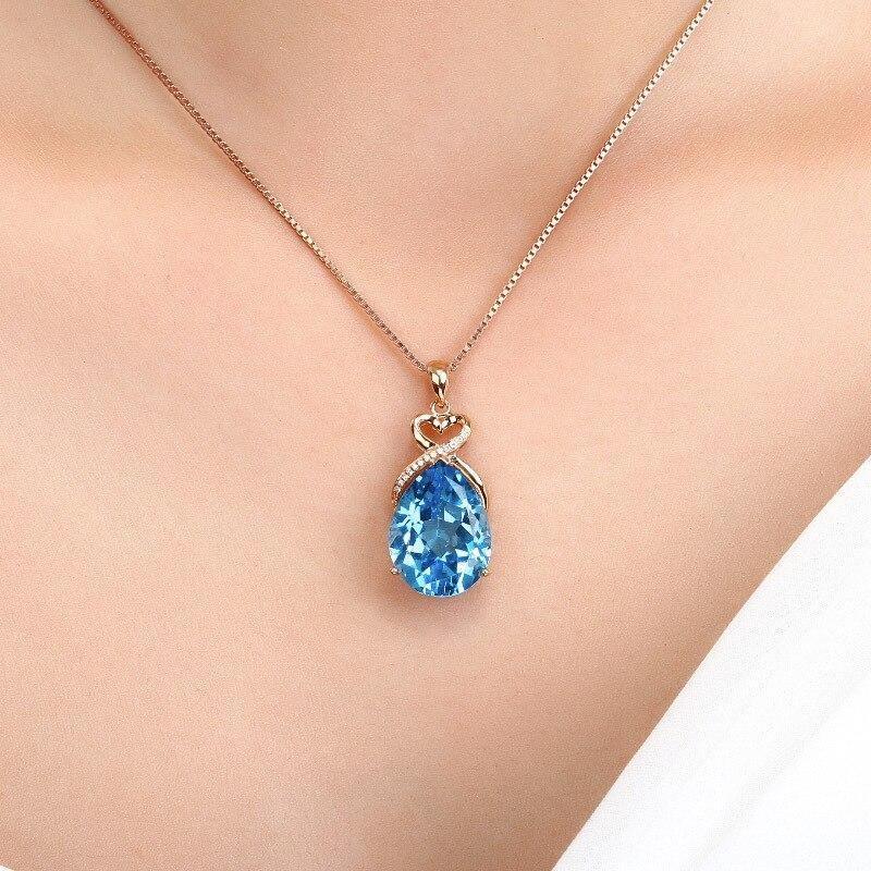 Bohemia Lab Created Topaz 14K Rose GP Fine Jewellery Necklace Pendant - The Jewellery Supermarket
