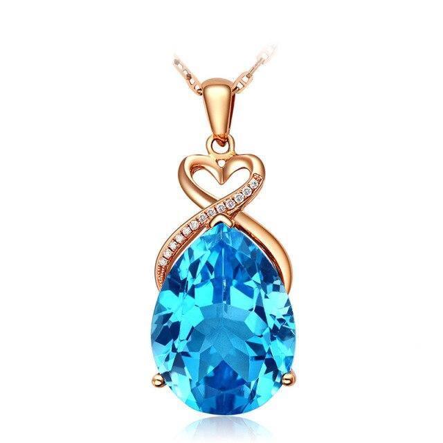 Bohemia Lab Created Topaz 14K Rose GP Fine Jewellery Necklace Pendant - The Jewellery Supermarket