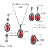 Boho Green Red Stone Necklace And Earring Bracelet Ring Jewellery - The Jewellery Supermarket