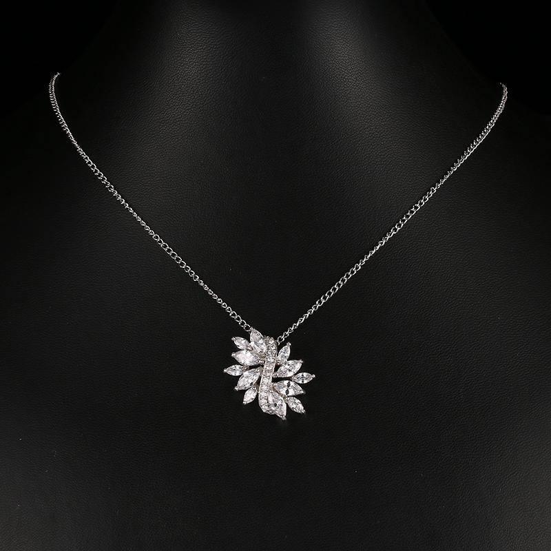 Capivating Flower Marquise Cut Cubic Zirconia Pendant - Best Online Prices by Jewellery Supermarket - The Jewellery Supermarket