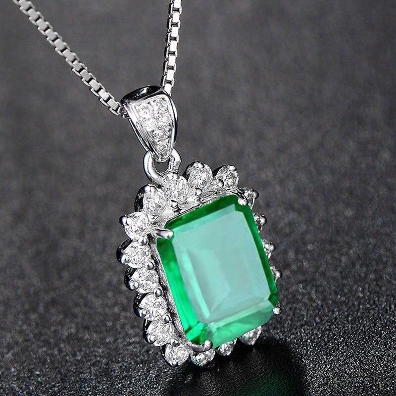 Charming Lab Created Emerald Pendant Necklace for Women - The Jewellery Supermarket