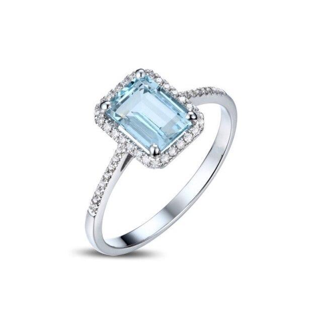 Charming Silver Sapphire AAA+ Zircon Diamonds Ring - The Jewellery Supermarket