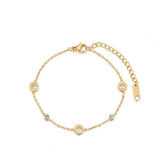 Classic Roman Numerals AAA+ Cubic Zirconia Diamonds Chain & Link Titanium Steel Bracelet