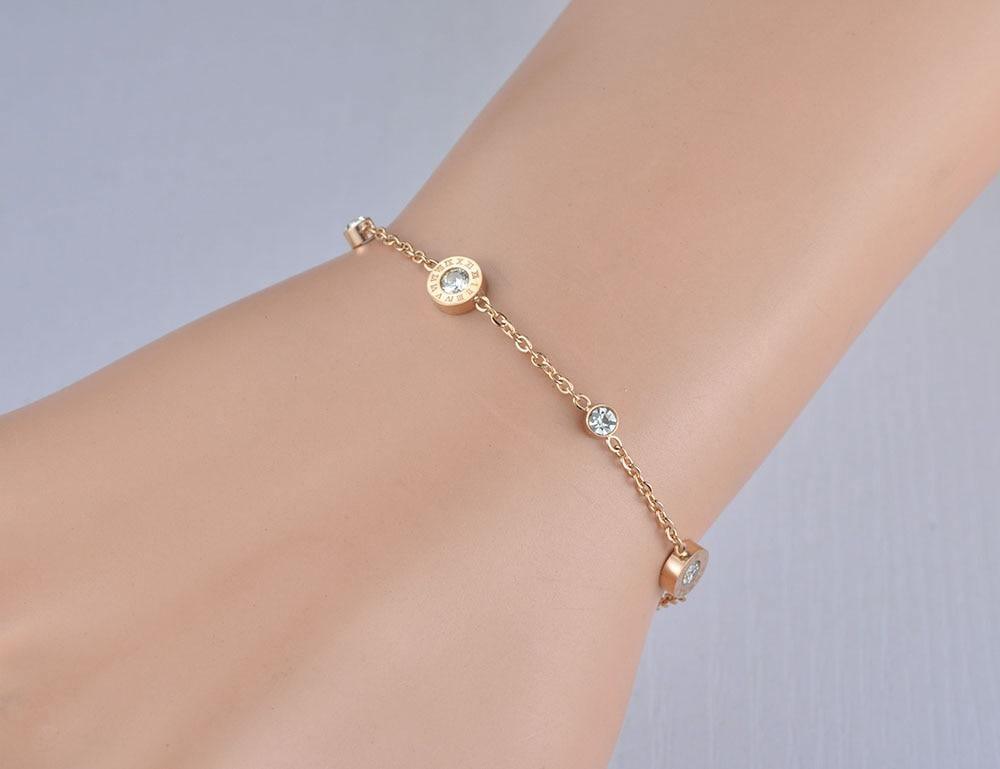 Classic Roman Numerals AAA+ Cubic Zirconia Diamonds Chain & Link Titanium Steel Bracelet - The Jewellery Supermarket