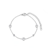Classic Roman Numerals AAA+ Cubic Zirconia Diamonds Chain & Link Titanium Steel Bracelet - The Jewellery Supermarket