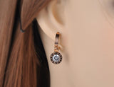 Classic Round Roman Numerical AAA+ CZ Diamonds Titanium Steel Hoop Earrings - The Jewellery Supermarket