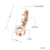 Classic Round Roman Numerical AAA+ CZ Diamonds Titanium Steel Hoop Earrings - The Jewellery Supermarket