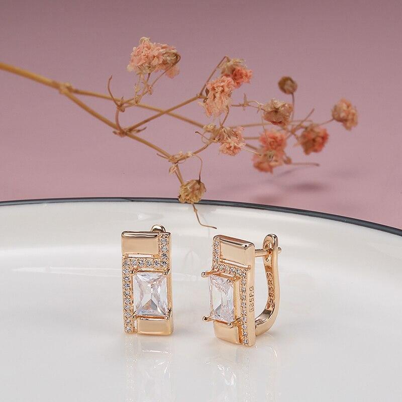 Classic Stud Earrings 585 Rose Gold White Natural AAA+ Zircon Earrings - The Jewellery Supermarket