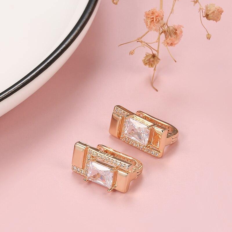 Classic Stud Earrings 585 Rose Gold White Natural AAA+ Zircon Earrings - The Jewellery Supermarket