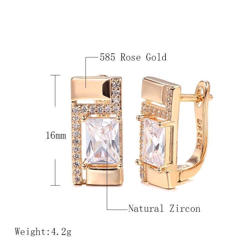 Classic Stud Earrings 585 Rose Gold White Natural AAA+ Zircon Earrings - The Jewellery Supermarket