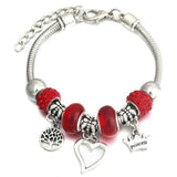 Crown Charm Lobster Buckle Snake Chain Beaded Bangles - The Jewellery Supermarket