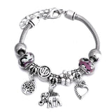 Crown Charm Lobster Buckle Snake Chain Beaded Bangles - The Jewellery Supermarket