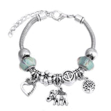 Crown Charm Lobster Buckle Snake Chain Beaded Bangles - The Jewellery Supermarket