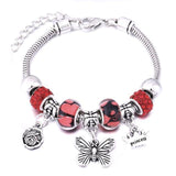 Crown Charm Lobster Buckle Snake Chain Beaded Bangles - The Jewellery Supermarket
