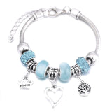 Crown Charm Lobster Buckle Snake Chain Beaded Bangles - The Jewellery Supermarket
