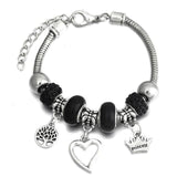 Crown Charm Lobster Buckle Snake Chain Beaded Bangles - The Jewellery Supermarket