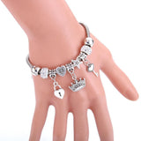 Crown Charm Lobster Buckle Snake Chain Beaded Bangles - The Jewellery Supermarket