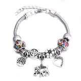 Crown Charm Lobster Buckle Snake Chain Beaded Bangles - The Jewellery Supermarket
