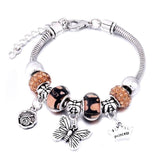 Crown Charm Lobster Buckle Snake Chain Beaded Bangles - The Jewellery Supermarket