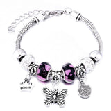 Crown Charm Lobster Buckle Snake Chain Beaded Bangles - The Jewellery Supermarket