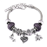 Crown Charm Lobster Buckle Snake Chain Beaded Bangles - The Jewellery Supermarket