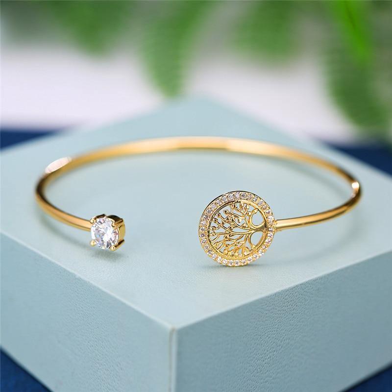 Cute AAA+ White Zircon Charming Tree Of Life Adjustable Rose Gold Silver Color Bracelet - The Jewellery Supermarket
