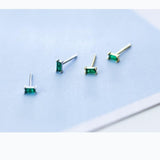 Cute Minimalist Stud Earrings Geometric Square Green Zircon Gold Colour- Wholesale Prices by Jewellery Supermarket - The Jewellery Supermarket
